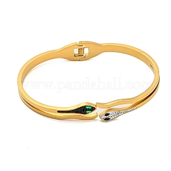 Snake 304 Stainless Steel Rhinestone Open Cuff Bangles for Women&nbsp;BJEW-P327-01B-G
