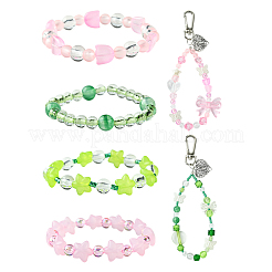 DIY ビーズ & ペンダント キット  アクリルビーズ入り  合金ペンダント  ABSプラスチックパール調ビーズ  ミックスカラー  2.5~23x2.5~22x2~13mm  穴：1~3mm&nbsp;DIY-FS0006-62