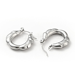 変色しない304ステンレススチールツイストロープフープピアス（女性用）  ステンレス鋼色  21x20x4mm  ピン：0.8mm&nbsp;EJEW-G293-11P