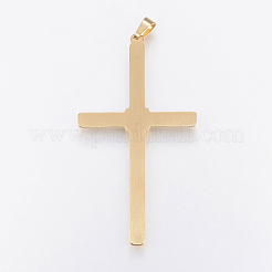 イオンプレーティング（IP）304ステンレススチールビッグペンダント  クロス  ゴールドカラー  70x39x4mm  穴：4x7mm&nbsp;STAS-I077-02G