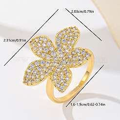 女性用真鍮マイクロパヴェキュービックジルコニア指輪  花  ゴールドカラー  usサイズ6（16.5mm）&nbsp;YY3691-1