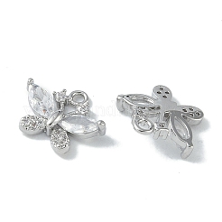 Brass Micro Pave Clear Cubic Zirconia Charms&nbsp;KK-H482-09P-01
