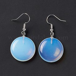 Gemstone Flat Round Dangle Earrings&nbsp;EJEW-D188-03P