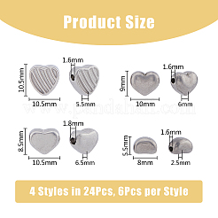 24Pcs 4 Style 304 Stainless Steel Beads&nbsp;STAS-DC0014-50