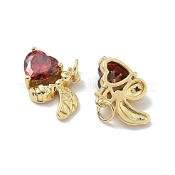 Brass Pave Cubic Zirconia Pendants&nbsp;KK-P325-39G