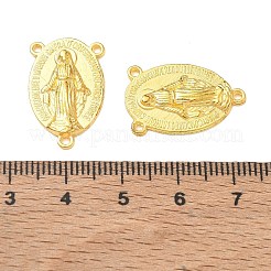 ホーリー楕円形の彫刻が施された聖母マリア チベット様式の合金のシャンデリア コンポーネント リンク  3ループコネクター  ロザリオパーツ  ゴールドカラー  鉛フリー＆カドミウムフリー  23x14.5x3mm  穴：1mm  約470個/キログラム&nbsp;TIBEP-LF0961YKG-G-LF
