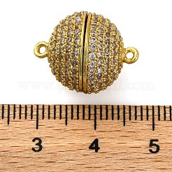Brass Micro Pave Clear Cubic Zirconia Magnetic Clasps&nbsp;KK-A230-02A-G