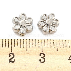 CCBプラスチックビーズ  花  プラチナ  7x7x3.5mm  穴：1mm&nbsp;CCB-K011-08P
