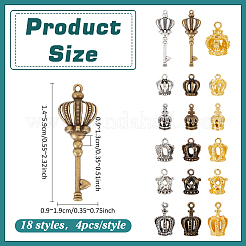 72pcs18スタイルチベットスタイルアロイペンダント  クラウンチャーム  ミックスカラー  14~59x9~19mm&nbsp;FIND-PH0061-87
