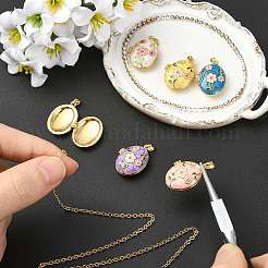 6Pcs 6 Colors Brass Enamel Locket Pendants&nbsp;KK-CJ0005-72