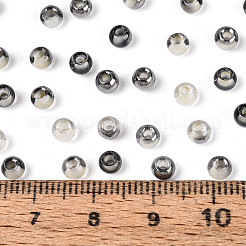 内側が透明な色のガラスシードビーズ  ラウンド  フローラルホワイト  4x3mm  穴：1.4~1.5mm  約：7500個/ 450 G&nbsp;SEED-T007-19A-09