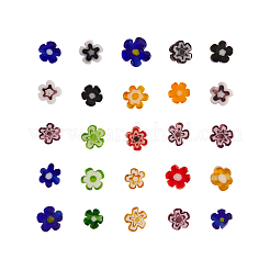 手作りミッレフィオーリガラスビーズ  花  ミックスカラー  4x2.6mm  穴：1mm&nbsp;LAMP-CJ0001-17