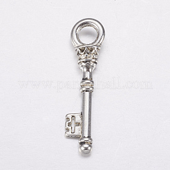 合金ペンダント  キー  鉛フリー及びカドミウムフリー  アンティークシルバー  36x9x6mm  穴：5mm&nbsp;EA10909Y
