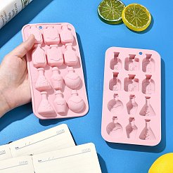 ハロウィーンをテーマにした12種類のボトル形状のうち6つ  シリコンモールド  ケーキドリップチョコレート型  長方形  ピンク  175x90x20mm&nbsp;ST-CJ0007-20