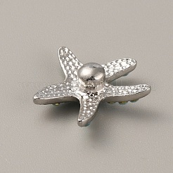 合金ラインストーンスナップボタン  アクセサリーのボタン  ヒトデ模様  20x22x8mm  ノブ：5.5mm&nbsp;FIND-WH0111-242C