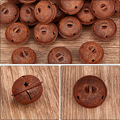 アイアン製ペンダント  錆びる  星のチャーム付きベル  生（メッキなし）  40mm&nbsp;FIND-WH0110-863A