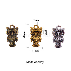 合金のチベット風チャーム  カドミウムフリー＆鉛フリー  ハロウィン  フクロウの形  ミックスカラー  20x11x3mm  穴：2mm  3色  10個/カラー  30個/箱&nbsp;TIBEP-CJ0001-16