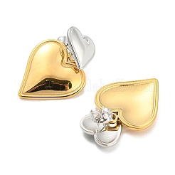 304 Stainless Steel Double Heart Dangle Stud Earrings for Women&nbsp;LS-EJEW-D076-01C-GP