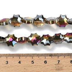 透明なガラスビーズを電気  スター  多面カット  半分メッキ  ブラック  10x10x5mm  穴：1mm  約67~70個/連  24.33~25.28''（61.8~64.2センチメートル）&nbsp;EGLA-H112-04HR-02