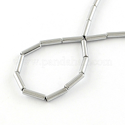 電気メッキ非磁性合成ヘマタイトチューブビーズ連売り  プラチナメッキ  8x2mm  穴：1mm  約51個/連  15.9インチ&nbsp;G-S203-10I
