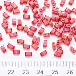 FGB 2-Hole Baking Paint Transparent Glass Seed Beads&nbsp;X-SEED-S031-M-254