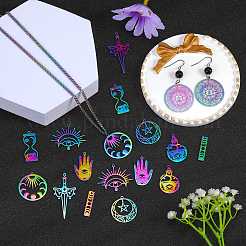 18Pcs 9 Style Ion Plating(IP) 201 Stainless Steel Filigree Pendants&nbsp;STAS-SZ0003-18