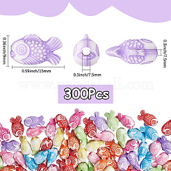 300Pcs Fish Craft Style Acrylic Beads&nbsp;SACR-SP0001-28