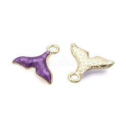 合金エナメルチャーム  クジラの尾形  ライトゴールド  紫色のメディア  14.5x17x2mm  穴：1.5mm&nbsp;PALLOY-T056-09A