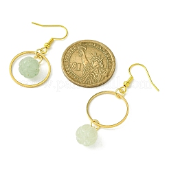 Natural Green Aventurine Pumpkin with Ring Dangle Earrings&nbsp;EJEW-JE05509-03