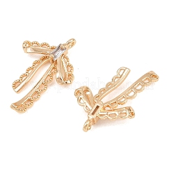 真鍮製マイクロパヴェキュービックジルコニアペンダント  ちょう結びのチャーム  18KGP本金メッキ  23x16x3mm  穴：1.2mm&nbsp;KK-L261-07G