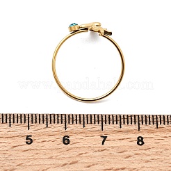304ステンレススチール、ガラスオープンカフリング  ヒトデと魚の尾  イオンプレーティング（ip）  18KGP本金メッキ  ミックスカラー  内径：18mm&nbsp;RJEW-K248-22G