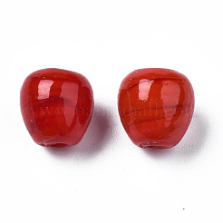 手作りランプワークビーズ  りんご  レッド  10x9.5~10mm  穴：1.5~1.8mm&nbsp;LAMP-N029-006
