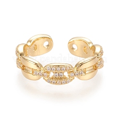 Adjustable Brass Micro Pave Clear Cubic Zirconia Cuff Rings&nbsp;RJEW-M133-09G