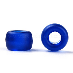 透明プラスチックビーズ  艶消し  バレル  ダークブルー  9x6mm  穴：3.8mm&nbsp;X-KY-T025-01-A01