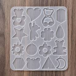 動物のイヤリングペンダント DIY シルエット シリコン型  レジン型  UVレジン用  エポキシ樹脂工芸品作り  クマ  137x123x4mm  内径：27.5~39x16.5~34.5mm  穴：1.5~2mm&nbsp;DIY-Q033-02A
