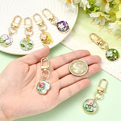 7Pcs Flower Alloy Enamel Pendant Decorations&nbsp;HJEW-YW00315