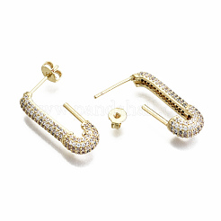 Brass Micro Pave Clear Cubic Zirconia Half Hoop Earrings&nbsp;EJEW-T046-19G-NF