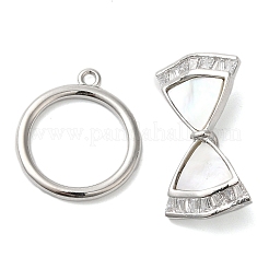Brass Micro Pave Clear Cubic Zirconia Toggle Clasps&nbsp;KK-N254-83P