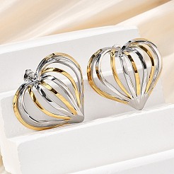 304 Stainless Steel Two Tone Stud Earrings&nbsp;EJEW-D319-01GP