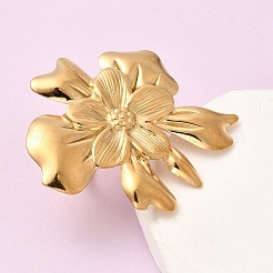Flower 304 Stainless Steel Open Cuff Rings for Women&nbsp;RJEW-A091-22G