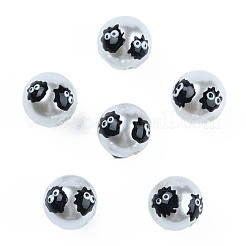 ABSプラスチックパール調ビーズ  エナメル  幽霊と丸い  ブラック  12.5x12x11.5mm  穴：2mm&nbsp;KY-N015-150