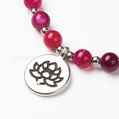 Natural Striped Agate/Banded Agate(Dyed) Charm Bracelets&nbsp;BJEW-JB03249