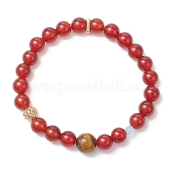 天然カーネリアンとタイガーアイのストレッチブレスレット  内径：2-1/8~2-1/4インチ（5.5~5.7cm）&nbsp;BJEW-JB11967-02