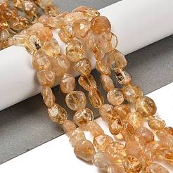 加熱された天然シトリンビーズ連売り  ナゲット  タンブルストーン  7~13x4.5~10x4.5~10mm  穴：1.2mm  約44~46個/連  15.08~16.14インチ（38.3~41cm）&nbsp;G-P497-01E-66