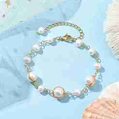 Natural Cultured Freshwater Pearl Beads Link Bracelets for Women&nbsp;BJEW-JB10190