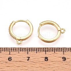 Brass Micro Pave Cubic Zirconia Hoop Earring Finding&nbsp;KK-N261-51B-G