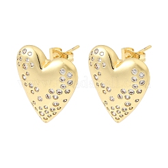 Valentine's Day Brass Clear Cubic Zirconia Stud Earrings for Women&nbsp;EJEW-A162-08G