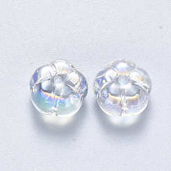 透明なスプレー塗装ガラスビーズ  花  透明  9.5x9.5x6.5mm  穴：1.2mm&nbsp;GLAA-S190-002C-01