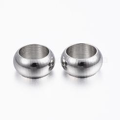 変色しにくい304ステンレススチールスペーサービーズ  リング  ステンレス鋼色  6x3mm  穴：4mm&nbsp;STAS-H376-39