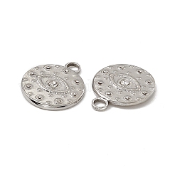 ステンレスペンダント201個  ラインストーン付き  アイチャーム付きフラットラウンド  ステンレス鋼色  19x15x2mm  穴：2.5mm&nbsp;STAS-J401-VC551